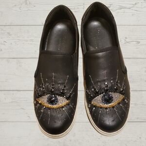 Kurt Geiger London Leah Rhinestone Embellished Eye Leather Sneakers